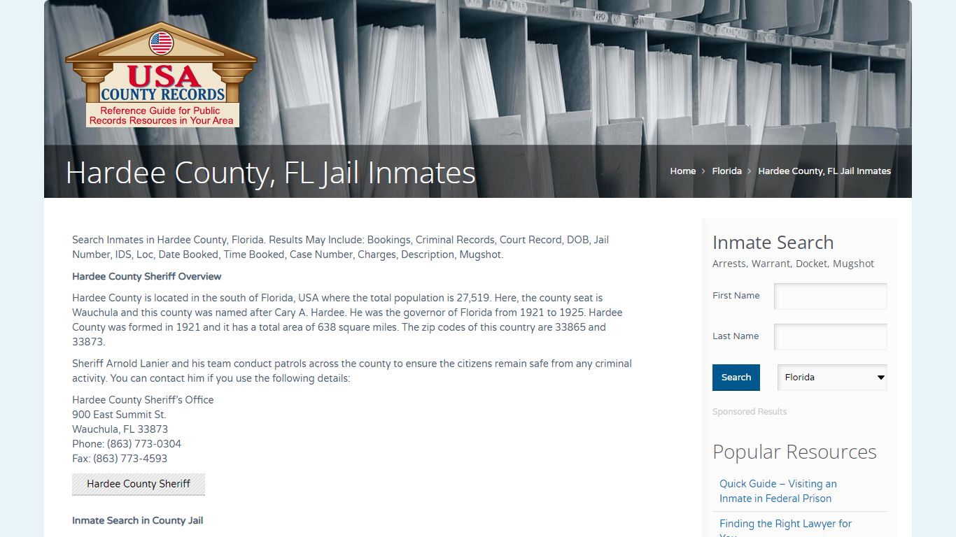 Hardee County, FL Jail Inmates | Name Search